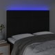 vidaXL Zaglowek do lozka z LED, czarny, 144x5x118/128 cm, tkanina