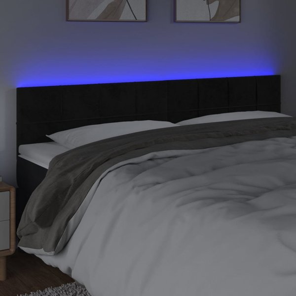 vidaXL Κεφαλάρι κρεβατιού με LED, μαύρο, 160x5x78/88 εκ., βελούδο