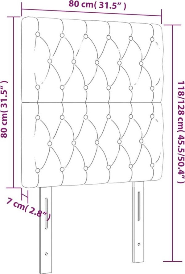 vidaXL Κεφαλάρι κρεβατιού με LED, μαύρο, 80x7x118/128 εκ., ύφασμα