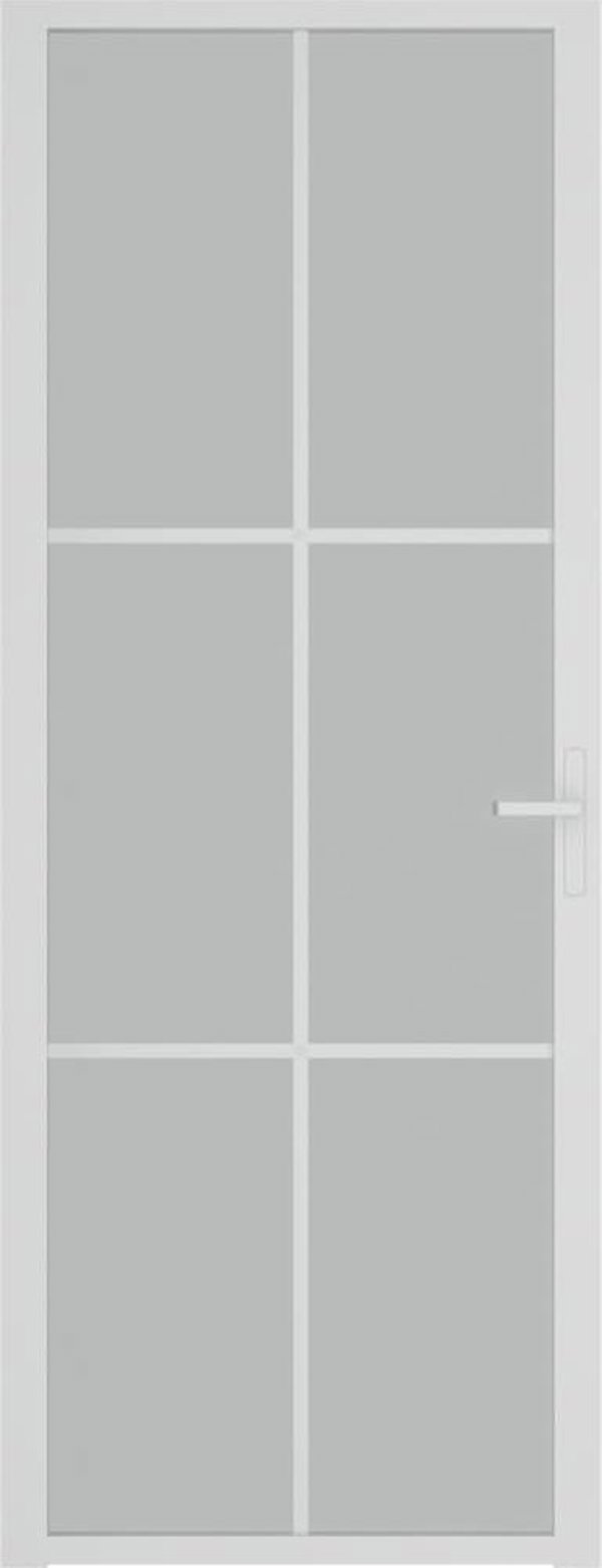 vidaXL Εσωτερική πόρτα, 76x201,5 εκ., λευκό, ματ γυαλί και αλουμίνιο