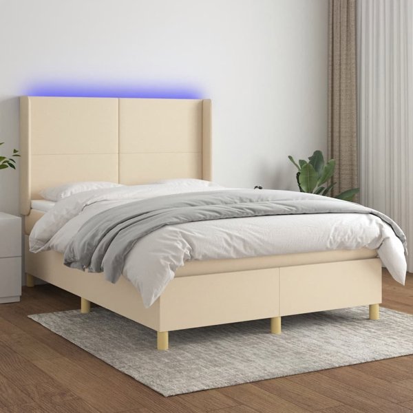 vidaXL Continental Κρεβάτι με Στρώμα, Κρεμ, 140x200 εκ., Ύφασμα