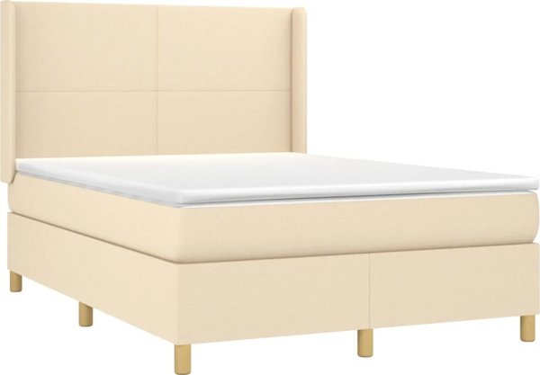 vidaXL Continental Κρεβάτι με Στρώμα, Κρεμ, 140x200 εκ., Ύφασμα