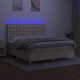vidaXL Λευκό Κρεβάτι Continental με Στρώμα, Κρεμ, 180x200 cm, Ύφασμα