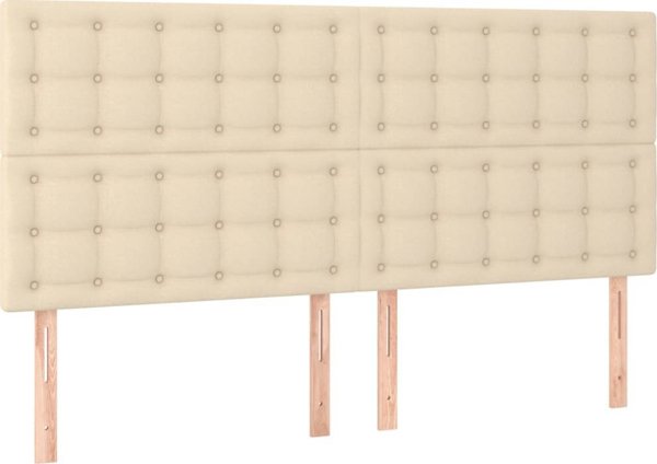 vidaXL Λευκό Κρεβάτι Continental με Στρώμα, Κρεμ, 180x200 cm, Ύφασμα
