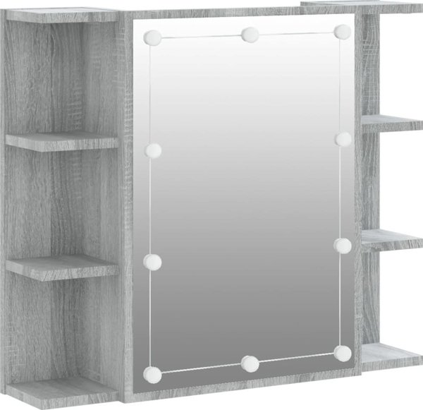 vidaXL Szafka με καθρέφτη και LED, γκρι δρυς sonoma, 70x16,5x60 cm