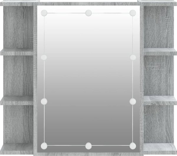 vidaXL Szafka με καθρέφτη και LED, γκρι δρυς sonoma, 70x16,5x60 cm