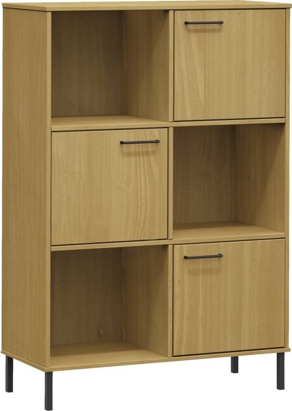 vidaXL Ράφι OSLO, Μεταλλικά Πόδια, Καφέ, 90x35x128,5 εκ., Ξύλο