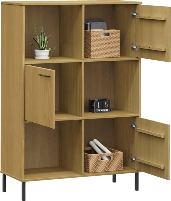 vidaXL Ράφι OSLO, Μεταλλικά Πόδια, Καφέ, 90x35x128,5 εκ., Ξύλο