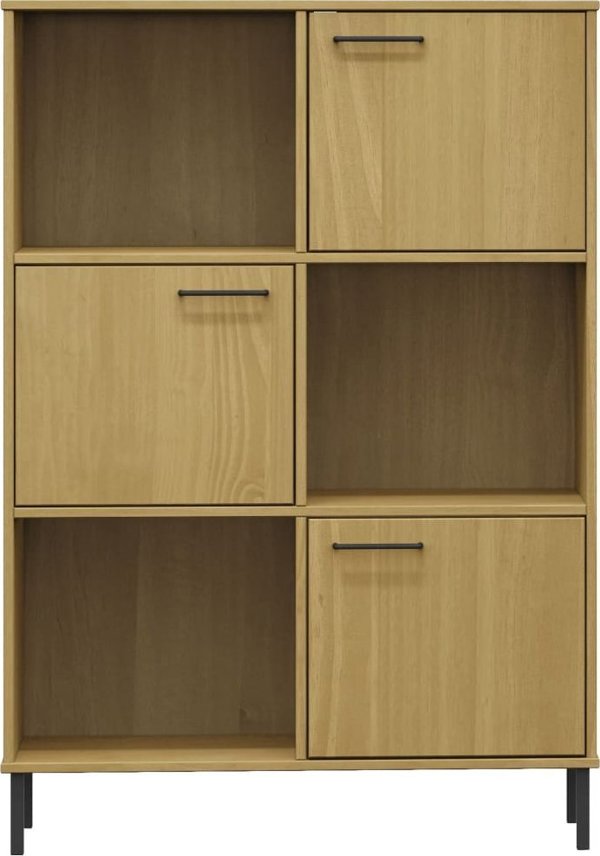 vidaXL Ράφι OSLO, Μεταλλικά Πόδια, Καφέ, 90x35x128,5 εκ., Ξύλο