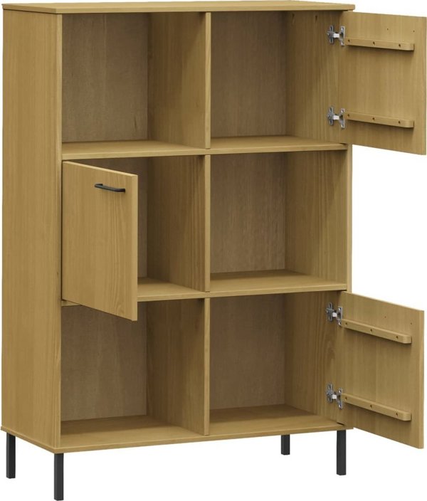 vidaXL Ράφι OSLO, Μεταλλικά Πόδια, Καφέ, 90x35x128,5 εκ., Ξύλο