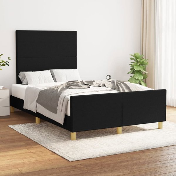 vidaXL Rama κρεβατιού με κεφαλάρι, μαύρο, 120x200 cm, επενδυμένο με ύφασμα