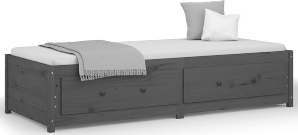 vidaXL Ημερήσιο κρεβάτι, γκρι, 90x200 εκ, από μασίφ πεύκο