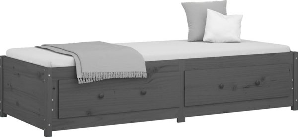 vidaXL Ημερήσιο κρεβάτι, γκρι, 90x200 εκ, από μασίφ πεύκο