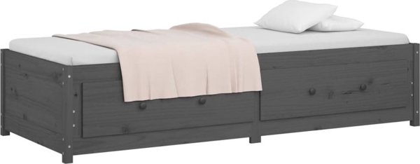 vidaXL Ημερήσιο κρεβάτι, γκρι, 90x200 εκ, από μασίφ πεύκο
