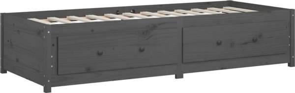 vidaXL Ημερήσιο κρεβάτι, γκρι, 90x200 εκ, από μασίφ πεύκο