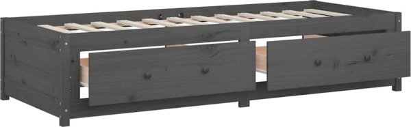 vidaXL Ημερήσιο κρεβάτι, γκρι, 90x200 εκ, από μασίφ πεύκο
