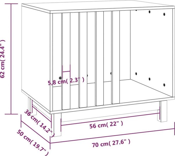 vidaXL vidaXL Domek dla psa, 70x50x62 cm, lite drewno sosnowe