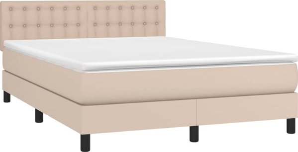vidaXL Κρεβάτι continental cappuccino με στρώμα από οικοδερμα 140x190 cm