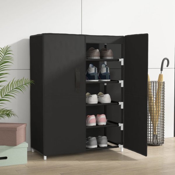 vidaXL Ντουλαπα Παπουτσιων 60x28x90 εκ., Μαυρη Υφασματινη