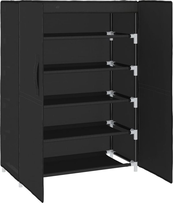 vidaXL Ντουλαπα Παπουτσιων 60x28x90 εκ., Μαυρη Υφασματινη