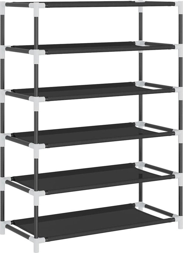 vidaXL Ντουλαπα Παπουτσιων 60x28x90 εκ., Μαυρη Υφασματινη
