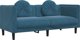 vidaXL Sofa 2-osobowa z poduszkami, niebieska, aksamit