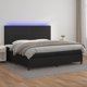vidaXL Κρεβάτι κοντινεντάλ με στρώμα και LED, μαύρο οικολογικό δέρμα, 200x200 εκ