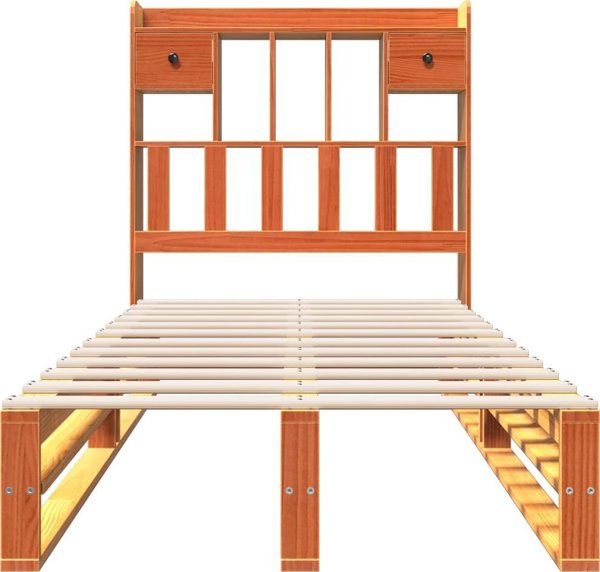 vidaXL Κρεβάτι με ράφι 100x200cm πεύκο κερωμένο καφέ