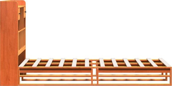 vidaXL Κρεβάτι με ράφι 100x200cm πεύκο κερωμένο καφέ