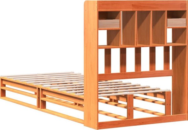 vidaXL Κρεβάτι με ράφι 100x200cm πεύκο κερωμένο καφέ