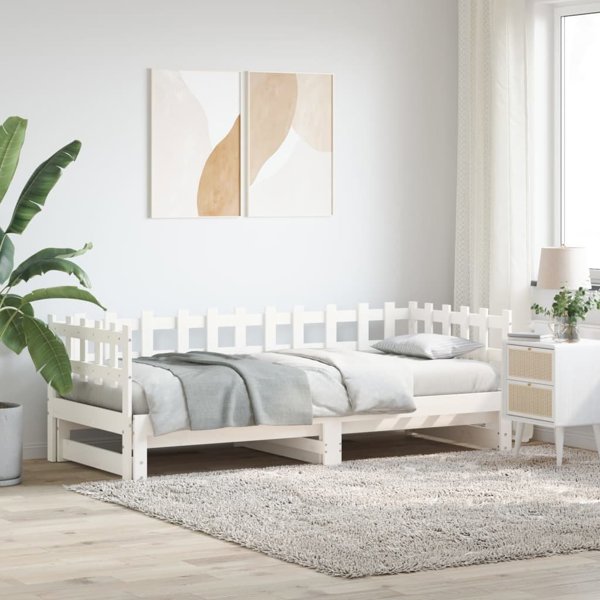 vidaXL Επεκτεινόμενο Κρεβάτι Λευκό 2x(90x190) εκ. από Μασίφ Πεύκο