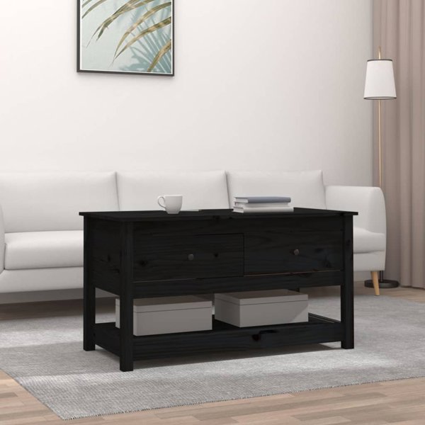 vidaXL vidaXL Stolik kawowy, czarny, 102x49x55 cm, lite drewno sosnowe