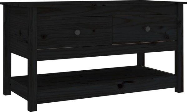 vidaXL vidaXL Stolik kawowy, czarny, 102x49x55 cm, lite drewno sosnowe