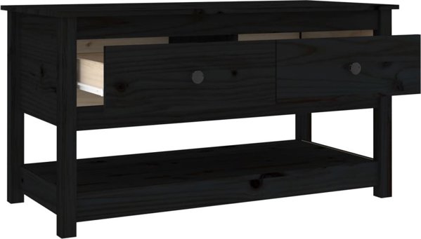 vidaXL vidaXL Stolik kawowy, czarny, 102x49x55 cm, lite drewno sosnowe