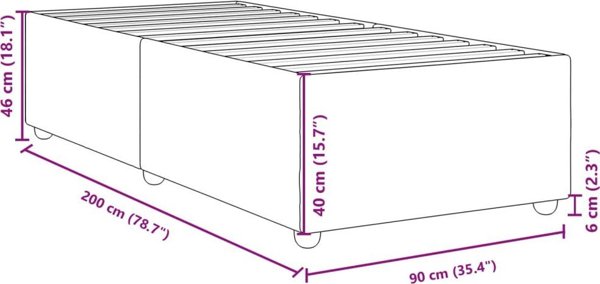 vidaXL Rama κρεβατιού, κρεμ, 90x200 εκ., επενδυμένη με ύφασμα