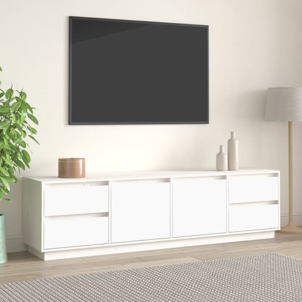 vidaXL Έπιπλο τηλεόρασης, λευκό, 176x37x47,5cm, μαζικό ξύλο πεύκου