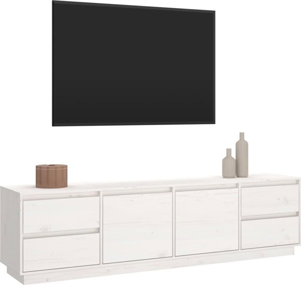 vidaXL Έπιπλο τηλεόρασης, λευκό, 176x37x47,5cm, μαζικό ξύλο πεύκου