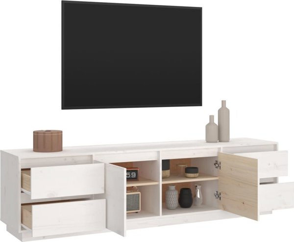vidaXL Έπιπλο τηλεόρασης, λευκό, 176x37x47,5cm, μαζικό ξύλο πεύκου