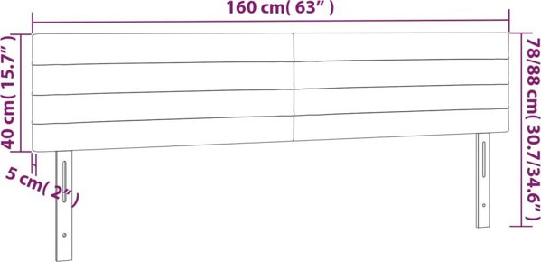 vidaXL Zaglowek do lozka z LED, roz, 160x5x78/88 cm, aksamit