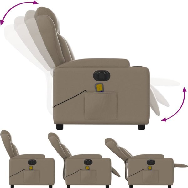 vidaXL Rozkladany fotel masujacy, elektryczny, cappuccino, ekoskora