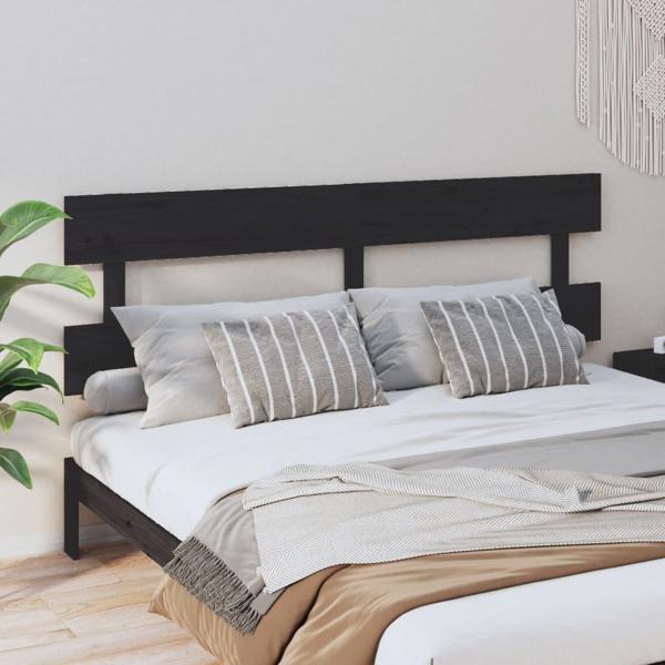 vidaXL κεφαλάρι κρεβατιού μαύρο 204x3x81 cm από μασίφ πεύκο