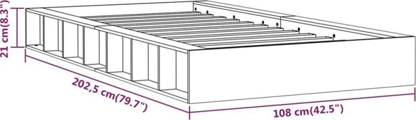 vidaXL Ράμα κρεβατιού, 90 x 200 cm, μασίφ ξύλο