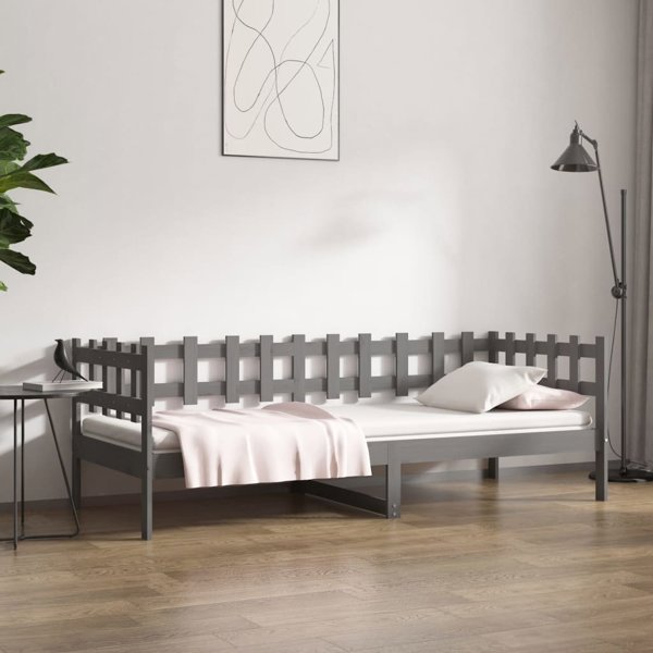 vidaXL Κρεβάτι ημέρας γκρι 90x200 cm lite drewno sosnowe