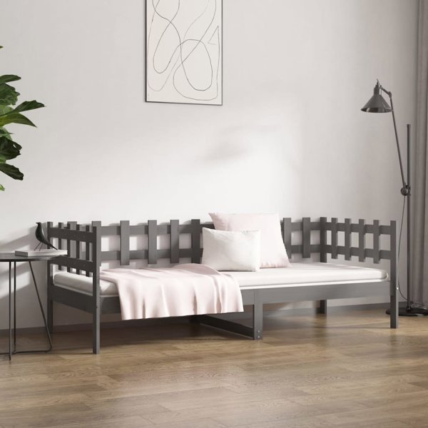 vidaXL Κρεβάτι ημέρας γκρι 90x200 cm lite drewno sosnowe