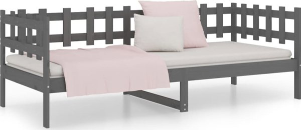 vidaXL Κρεβάτι ημέρας γκρι 90x200 cm lite drewno sosnowe
