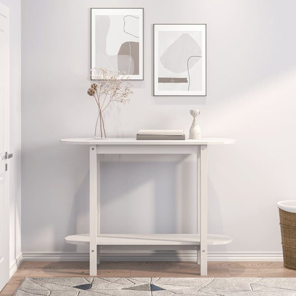 vidaXL Κονσόλα τραπεζιού, λευκή, 110x40x80 cm, μασίφ πεύκο