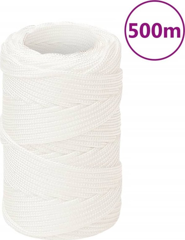 vidaXL Σκοινί ιστιοπλοΐας λευκό, 2 mm, 500 m, πολυπροπυλένιο