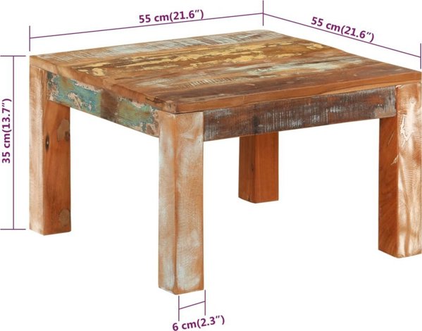 vidaXL vidaXL Stolik kawowy, 55x55x35 cm, lite drewno z odzysku