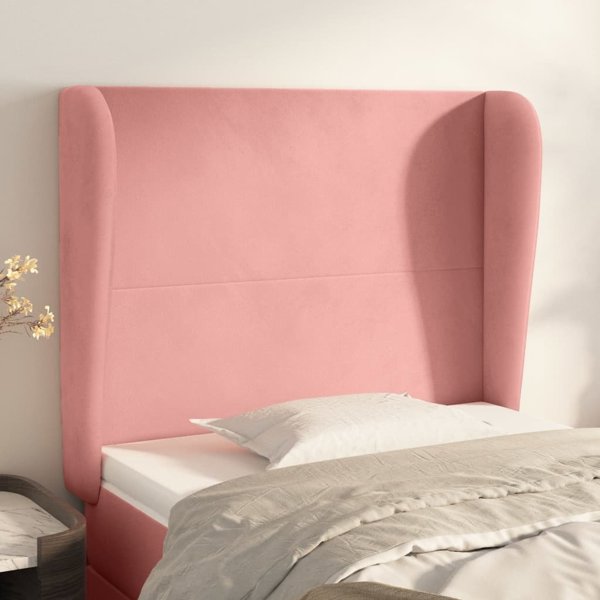 vidaXL Προστατευτικό Κεφαλής Uszak, Ροζ, 83x23x118/128 εκ., Βελούδο