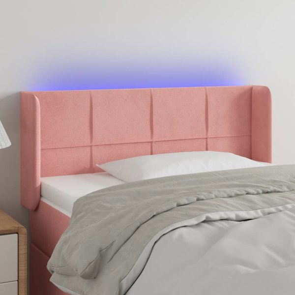 vidaXL Κεφαλάρι κρεβατιού με LED, ροζ, 93x16x78/88 εκ., βελούδο